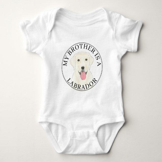 Weißer Labrador Hund Baby Strampler (Vorderseite)