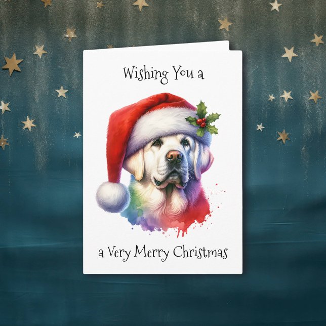 Weißer Labrador in der Weihnachtsmannmütze Weihnac Karte (Von Creator hochgeladen)