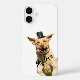 Weißer Labrador Retriever mit Zylinder iPhone 16 H Hülle