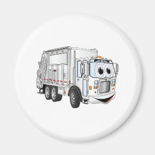 Weißer Lächelnder Cartoon Garbage Truck Magnet
