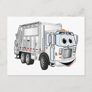 Weißer Lächelnder Cartoon Garbage Truck Postkarte