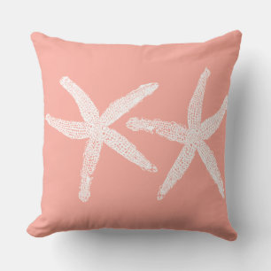 Weißer Lachs Rosa Orange Beach Cotton Kissen
