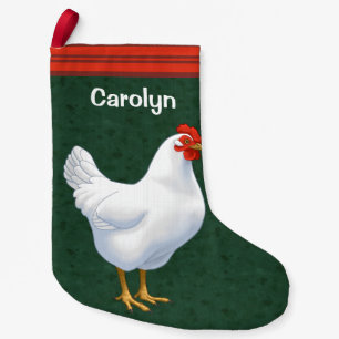 Weißer Leghorn Hühnerhenne Kleiner Weihnachtsstrumpf