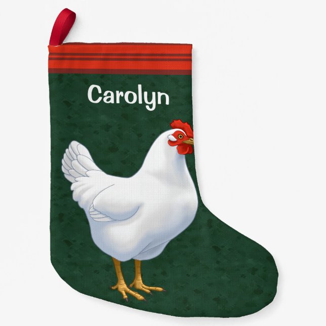 Weißer Leghorn Hühnerhenne Kleiner Weihnachtsstrumpf (Vorderseite)