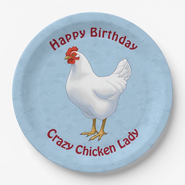 Weißer Leghorn Hühnerhenne Pappteller (Vorderseite)