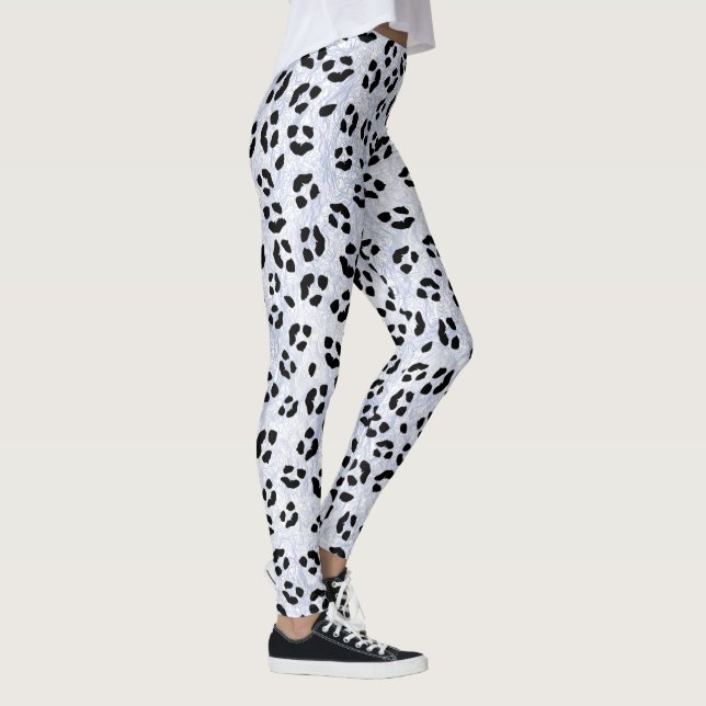 Weißer Leopard-Druck Leggings (Rechts)