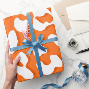 Weißer Leopard Druckorange Geschenkpapier