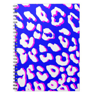 Weißer Leopard Print Blue Pink Notizblock