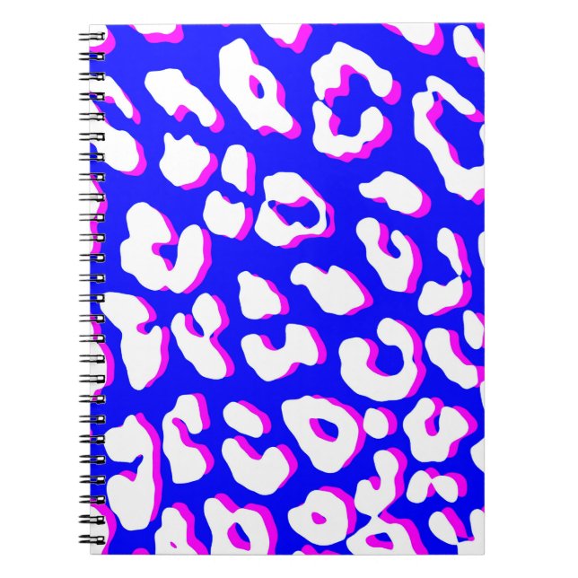 Weißer Leopard Print Blue Pink Notizblock (Vorderseite)