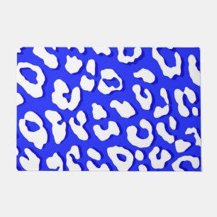 Weißer Leopard Print Dark Blue Fußmatte