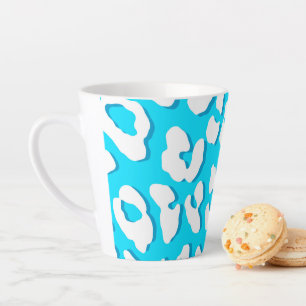 Weißer Leopard Print Light Blue Milchtasse