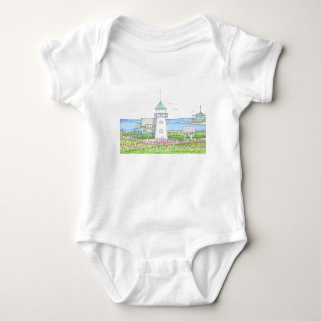 Weißer Leuchtturm Baby Einteiler (Vorderseite)