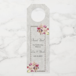 Weißer Lilienblumenmarmor Hochzeitshänger Flaschenanhänger