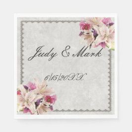 Weißer Lilienblumenmarmor Hochzeitspapier Napkins Serviette