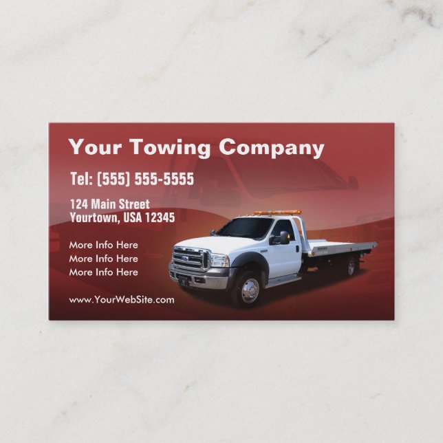 Weißer LKW-Entwurf Towing Company Visitenkarte (Vorderseite)