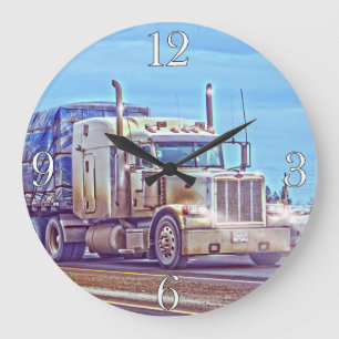 Weißer Lkw - Lkw und Highlights Kunst Große Wanduhr
