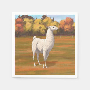Weißer Llama im Herbst Serviette