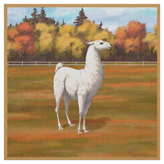 Weißer Llama im Herbst Stoff (Muster)