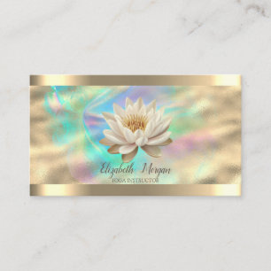 Weißer Lotus Gold Streifen Rose Holografischer Tin Visitenkarte