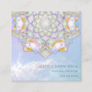 Weißer Lotus-Mandala Moderner Yoga-Lehrer Quadratische Visitenkarte