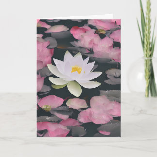 Weißer Lotus und rosa Kirschblossom am Teich Karte