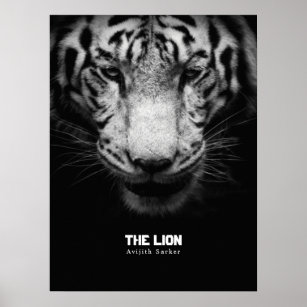 Weißer Löwe berufliches Schwarzes Schwarzes Poster