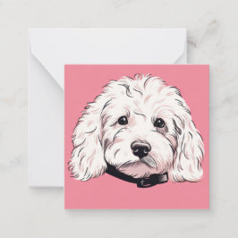 Weißer Malteser Hund Rosa flache Karte