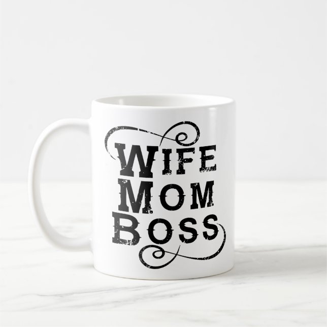 Weißer Mama-Boss, Nottext Kaffeetasse (Links)