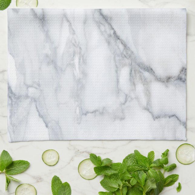 Weißer Marmor Carrara Calacatta Textur Geschirrtuch (Gefaltet)