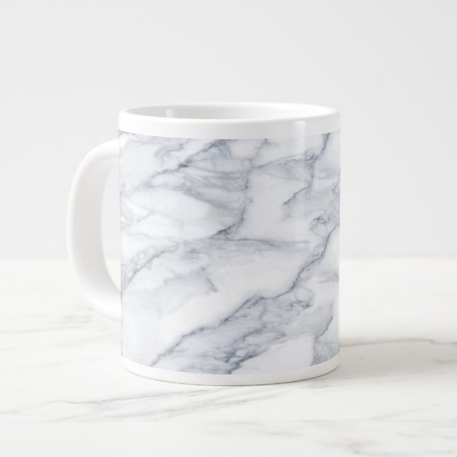 Weißer Marmor Carrara Calacatta Textur Jumbo-Tasse (Vorderseite Links)