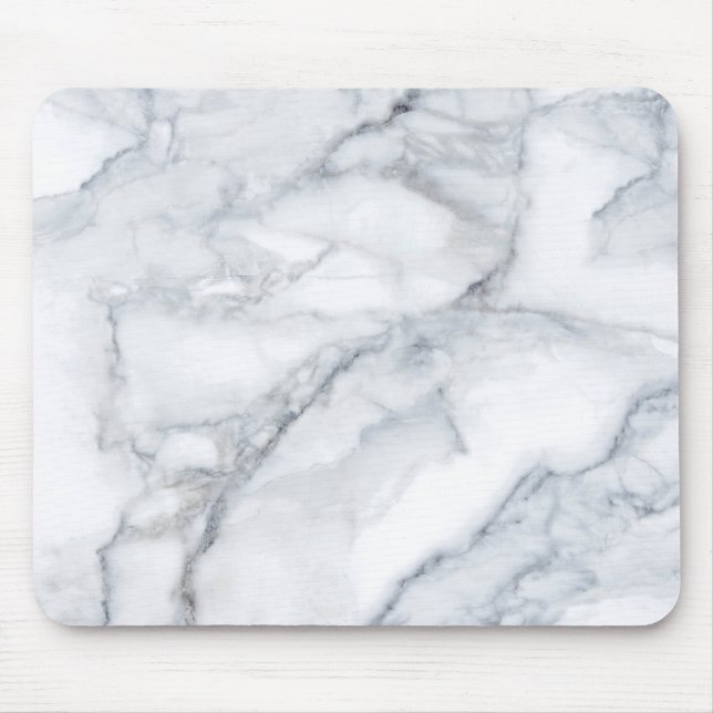 Weißer Marmor Carrara Calacatta Textur Mousepad (Vorne)