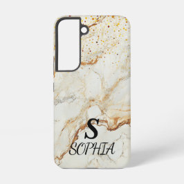 weißer Marmor Chic Gold Glitter Monogramm Samsung Galaxy Hülle