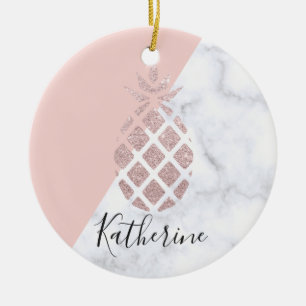 Weißer Marmor des eleganten RosengoldGlitters Keramikornament