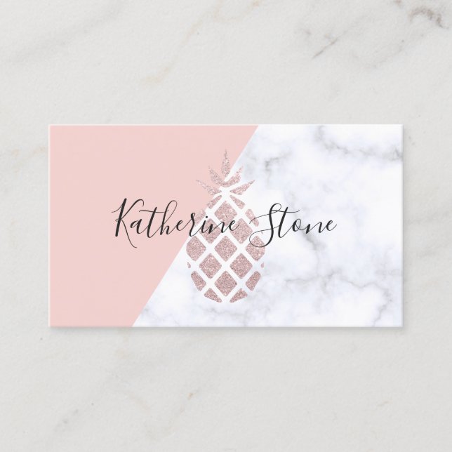 Weißer Marmor des eleganten RosengoldGlitters Visitenkarte (Vorderseite)