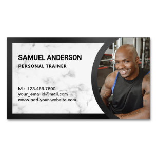 Weißer Marmor Fitness Personal Trainer Foto Magnetische Visitenkarte