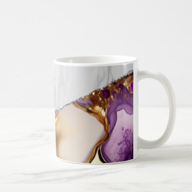 Weißer Marmor Gilded Black Agate Kaffeetasse (Rechts)