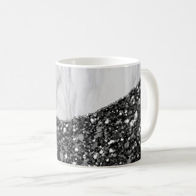 Weißer Marmor Gilded Black Agate Kaffeetasse (VorderseiteRechts)