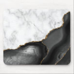 Weißer Marmor Gilded Black Agate Mousepad<br><div class="desc">Elegant white marble and black agate gilded with falsch gold glitter kombiniert in this luxurious design.</div>