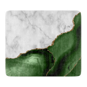 Weißer Marmor Gilded Green Agate Schneidebrett