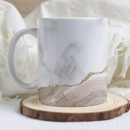 Weißer Marmor Gilded Ivory Beige Taupe Agate Kaffeetasse