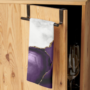 Weißer Marmor Gilded Lila Agate Geschirrtuch