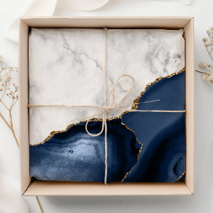 Weißer Marmor Gilded Navy Blue Agate Seidenpapier