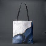Weißer Marmor Gilded Navy Blue Agate Tasche<br><div class="desc">Eleganter weißer Marmor und marineblauer agate vergoldet mit Imitaten vergoldetem Glitzer vereinen sich in dieser luxuriösen Tasche.</div>