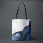 Weißer Marmor Gilded Navy Blue Agate Tasche<br><div class="desc">Eleganter weißer Marmor und marineblauer agate vergoldet mit Imitaten vergoldetem Glitzer vereinen sich in dieser luxuriösen Tasche.</div>