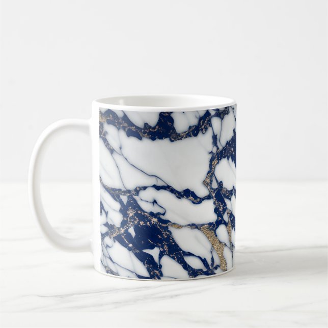 Weißer Marmor Gilded Navy Blue Agate Tasse (Links)