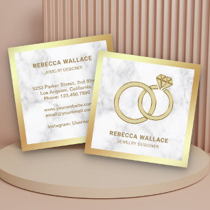 Weißer Marmor Gold Diamant Verlobungsring Juwelier Quadratische Visitenkarte