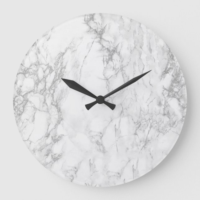 Weißer Marmor Große runde Wand Uhr (Vorderseite)
