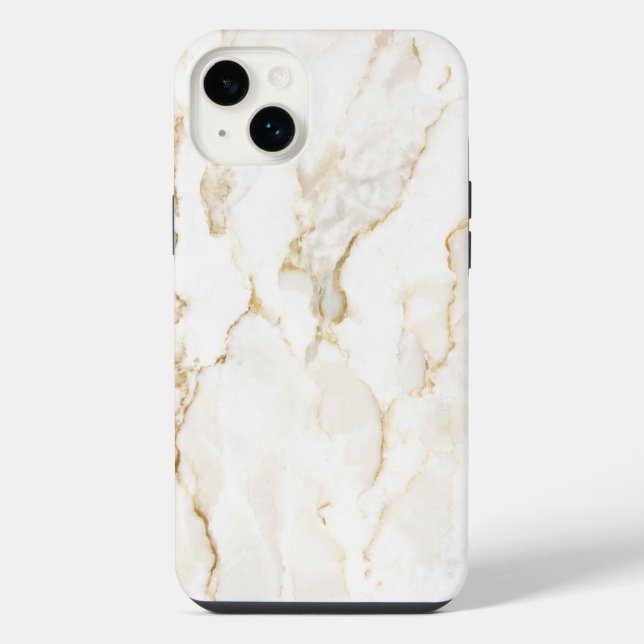 Weißer Marmor iPhone 14 Plus Hülle (Rückseite)