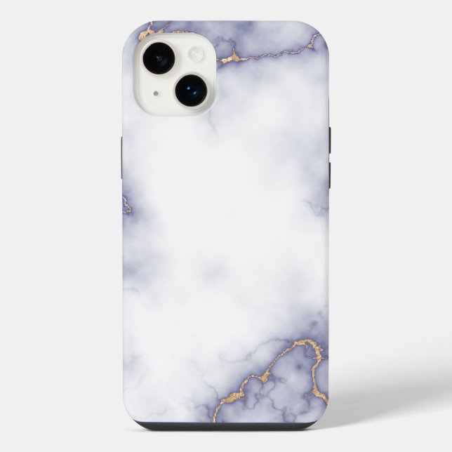 Weißer Marmor iPhone 14 Plus Hülle (Rückseite)