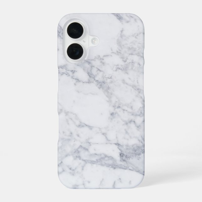 Weißer Marmor iPhone 16 Hülle (Rückseite)